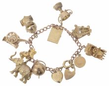 A 9ct rose gold charm bracelet