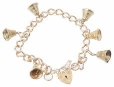 A 9ct gold bell charm bracelet
