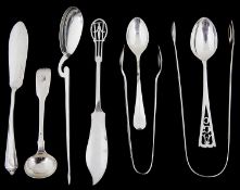 A small collection of Georgian and later silver flatware