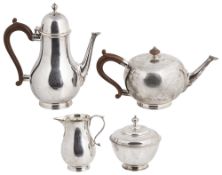 A four piece silver tea service, hallmarked London 1959
