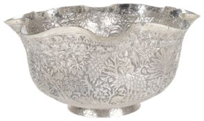 An Indian white metal bowl, 19th century