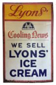 A vintage 'Lyons' Ice Cream' enamelled advertising sign