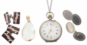 A faceted citrine pear shaped drop pendant