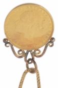 A Victorian 1884 sovereign coin pendant on chain