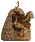 After Fulbert Pierre Larregieu (French, 19th century) bronze group of peacocks