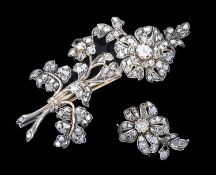 A large Georgian diamond set floral spray brooch