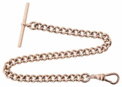 A 9ct rose gold short watch Albert chain