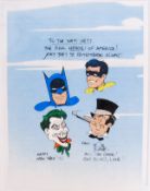 RARE BATMAN BOB KANE SIGNED ANIMATION CEL FOR VIETNAM WAR VETERANS