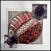 Two vintage retro 20th century acrylic cased vases