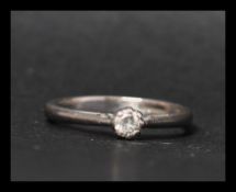 A hallmarked 18ct white gold and diamond solitaire