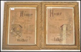 A pair of 19th century framed and glazed needlepoi