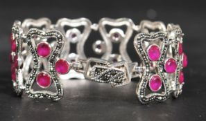 A sterling silver and marcasite pen work panel bra