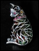 A sterling silver plique a jour brooch in the form