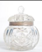 A silver hallmarked collared cut glass jam condime