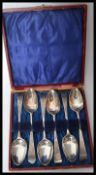 A set of six cased silver hallmarked Georgian teaspoons dating to 1818 with makers marks for SA.