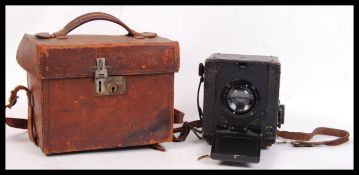 An antique Reflex /  Dallmeyer of London made ' Press ' plate camera. Lens fitted to front, within