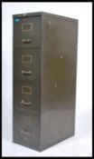 A good mid century small proportioned Industrial metal upright filing cabinet of 3 drawers with pull