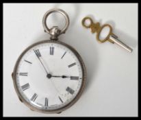 A vintage early 20th century open faced silver hallmarked Continental pocket watch, enamel face with