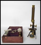 A good 19th century Highley of London made travel microscope. Brass construction, presented within