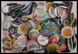 A collection of vintage 20th century pin badges to include Teenage Mutant Hero Turtles, London