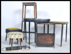 A dealers lot of vintage 20th century to include an Art Deco pot stand, Art Deco magazine rack, card