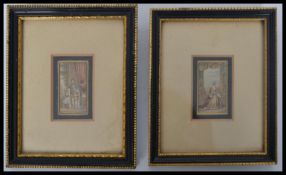 A pair of Victoria and Albert hand coloured prints portrait miniatures in the original ebonised