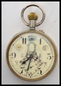 An early 20th century large goliath sized masonic pocket watch by Doxa. The open faced crown wind