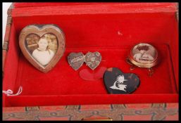 A stunning mid 20th century jewellery box with contents to include a silver hallmarked Mizpah