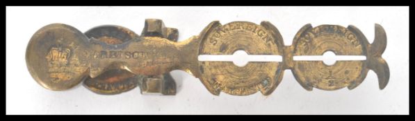 A 19th century Improved Victorian brass Harrison's Sovereign Scales weighing half and full