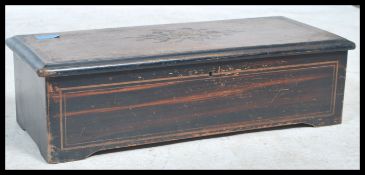 19th Century inlaid rosewood cylinder music box playing on six airs having paper label to interior