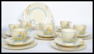 A 20th century Art Deco hand painted China tea service by Newhall in the Nirvana pattern, consisting