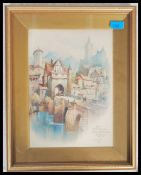 Randolfi (-) A watercolour early 20th century painting entitled ' The Old Bridge of Cournon