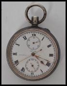 A silver hallmarked cased pocket watch by Northern Goldsmiths having a white enamel face with