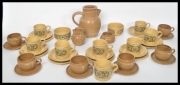 A retro 20th century Prinknash stoneware coffee service  comprising coffee pot, cups, saucers etc