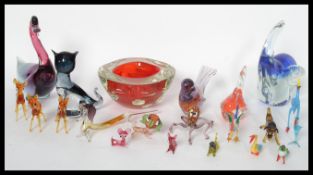 A collection of 20th century studio glass animals to include mostly Murano. Highest measures 16.5
