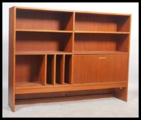 A 1970's retro Clausen & Co of Denmark teak wood entertainment cabinet having a series of shelves