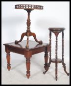 A good quality mahogany wide table of pedestal tripod form having a gallery edge top together with a