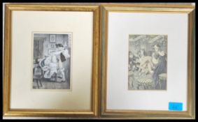 John Cleland - Fanny Hll. A pair of 18th century revival framed and glazed erotic prints.  Each well