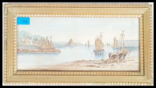 An early 20th century watercolour painting signed Doble to the corner. Harbour scene believed to