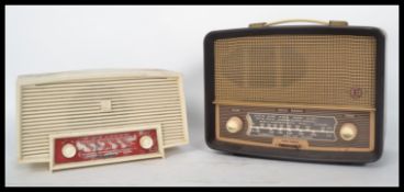 Two vintage 20th century bakelite cased valve radios to include a Feranti with a white case and a