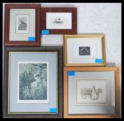 A collection of 20th century etchings / wood blocks to include Victor Ambrose, Andy English, C.