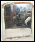 A large and impressive heavy 19th century overmantel mirror. Of arched form the heavy mirror glass