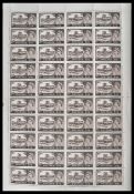 GB STAMPS; a sheet of 40x unused QEII Elizabeth 2nd 2/6 Wilding Castle stamps. Unused run of