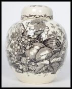 A 19th century Masons Victorian transfer printed lidded ginger jar in the Fruit Basket pattern.