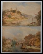 Two 19th century Victorian watercolour paintings, both paintings look to be of the same bridge