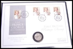 The Royal Mint Prince George Silver Coin Cover 034/195 having a 2013 £20 coin with stamp. Issued