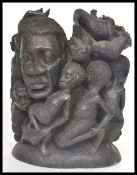 An early 20th century tribal interest African carving Makonde, Tanzania decorative carved mpingo