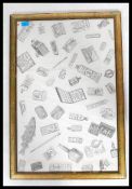 A vintage 20th century framed and glazed printed advertising poster depicting a stylised collage