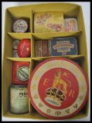A large collection of vintage 20th century advertising point of sale and packaging tins to include