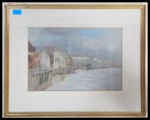 Bernard Vickery A 20th century abstract watercolour painting of a coastal harbour scene being signed